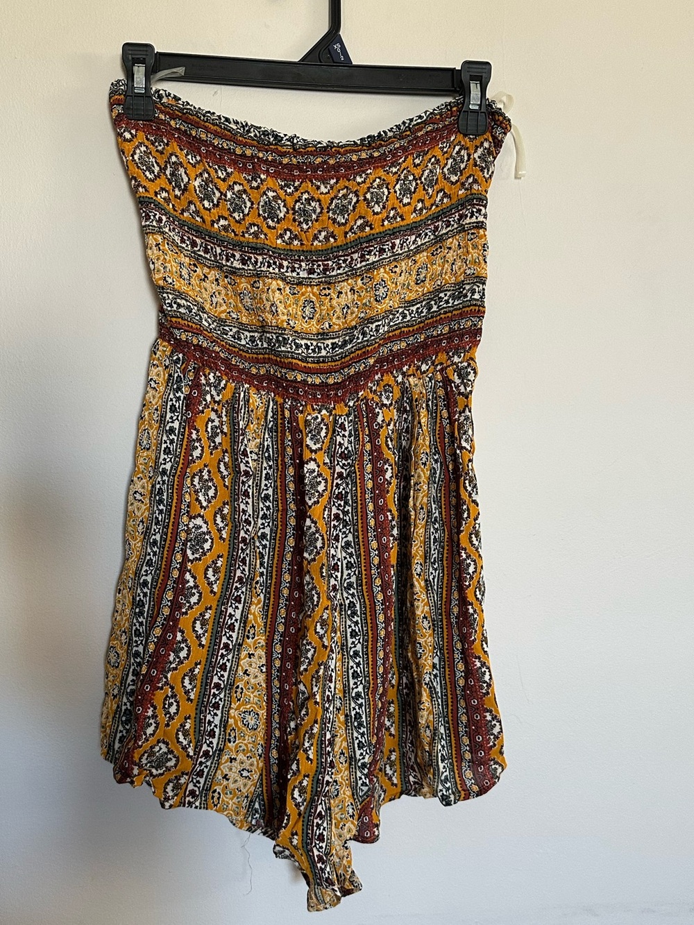 Love Culture Yellow and Rust Patterned Romper